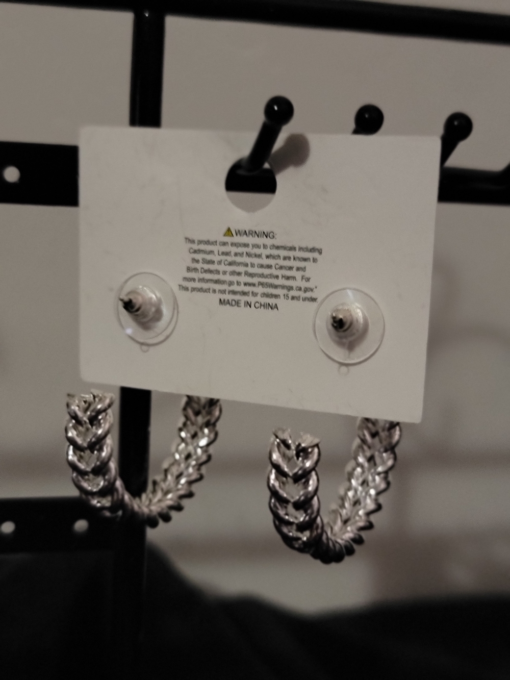 Silver Rope-Style Hoop Earrings - Picture 3 of 4